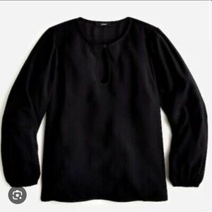 NWT J. Crew Puff Sleeve Satin-Back Crepe Top Black sz MT